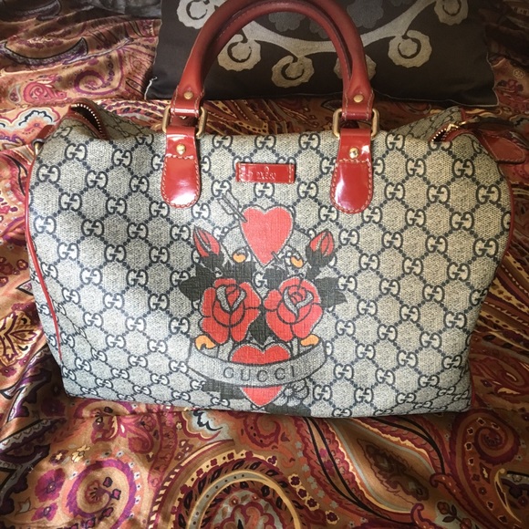 Authentic Gucci Boston Tattoo Rose Heart handbag - Picture 1 of 4